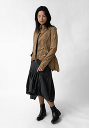 Textured Paneled Flared Hem Jacket