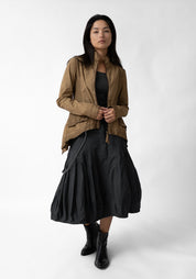 Textured Paneled Flared Hem Jacket