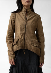 Textured Paneled Flared Hem Jacket