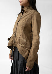 Textured Paneled Flared Hem Jacket