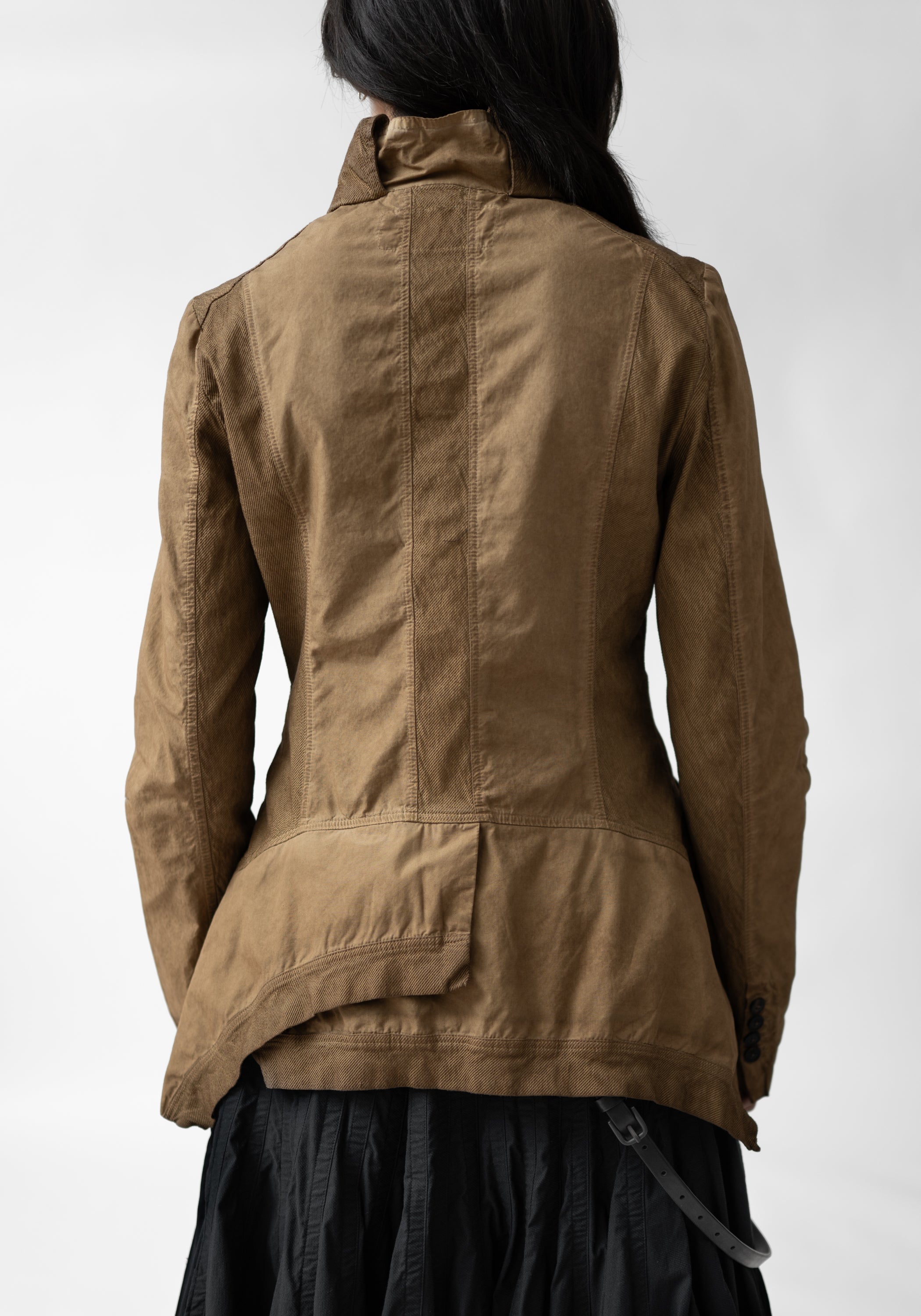 Textured Paneled Flared Hem Jacket