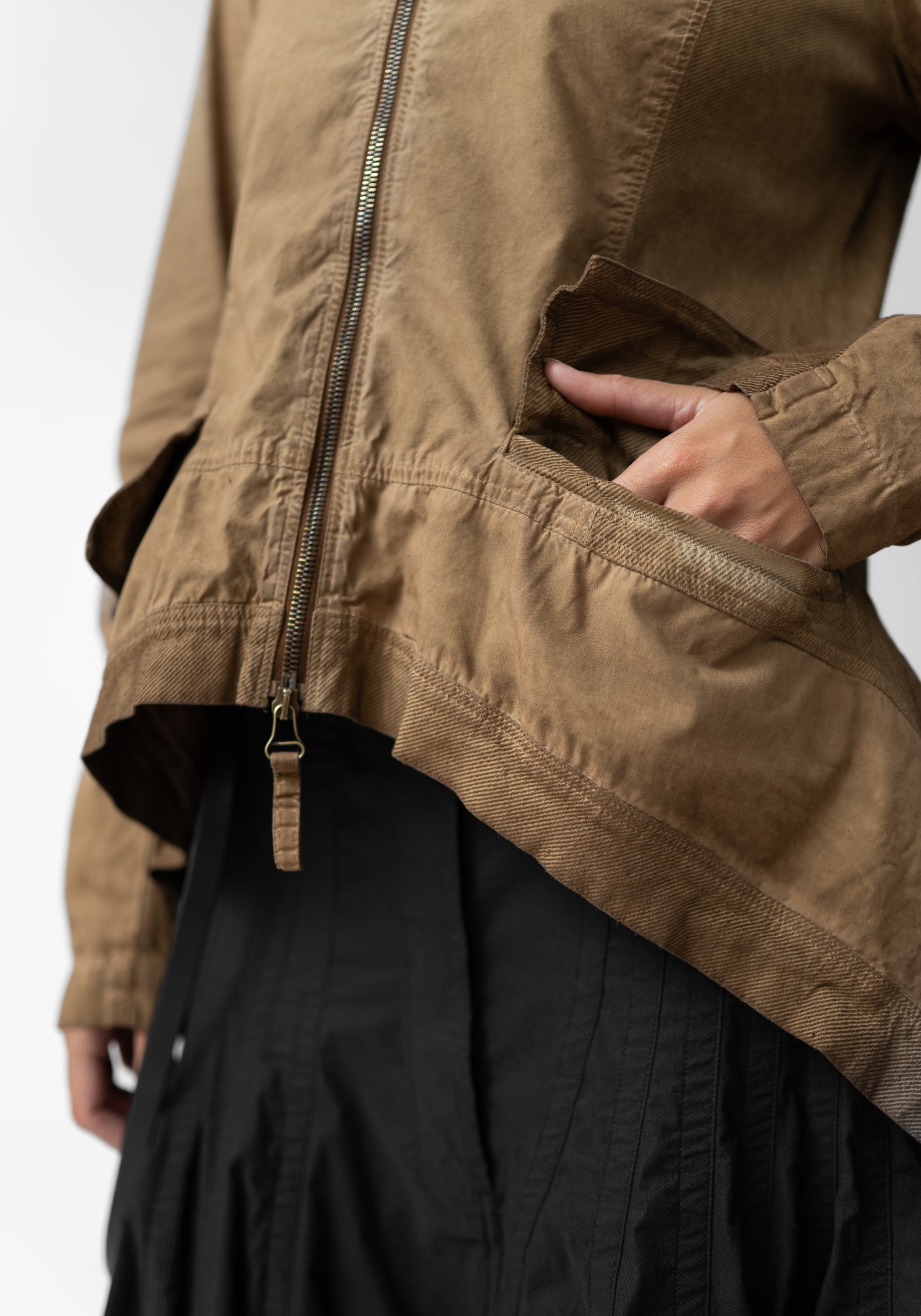 Textured Paneled Flared Hem Jacket