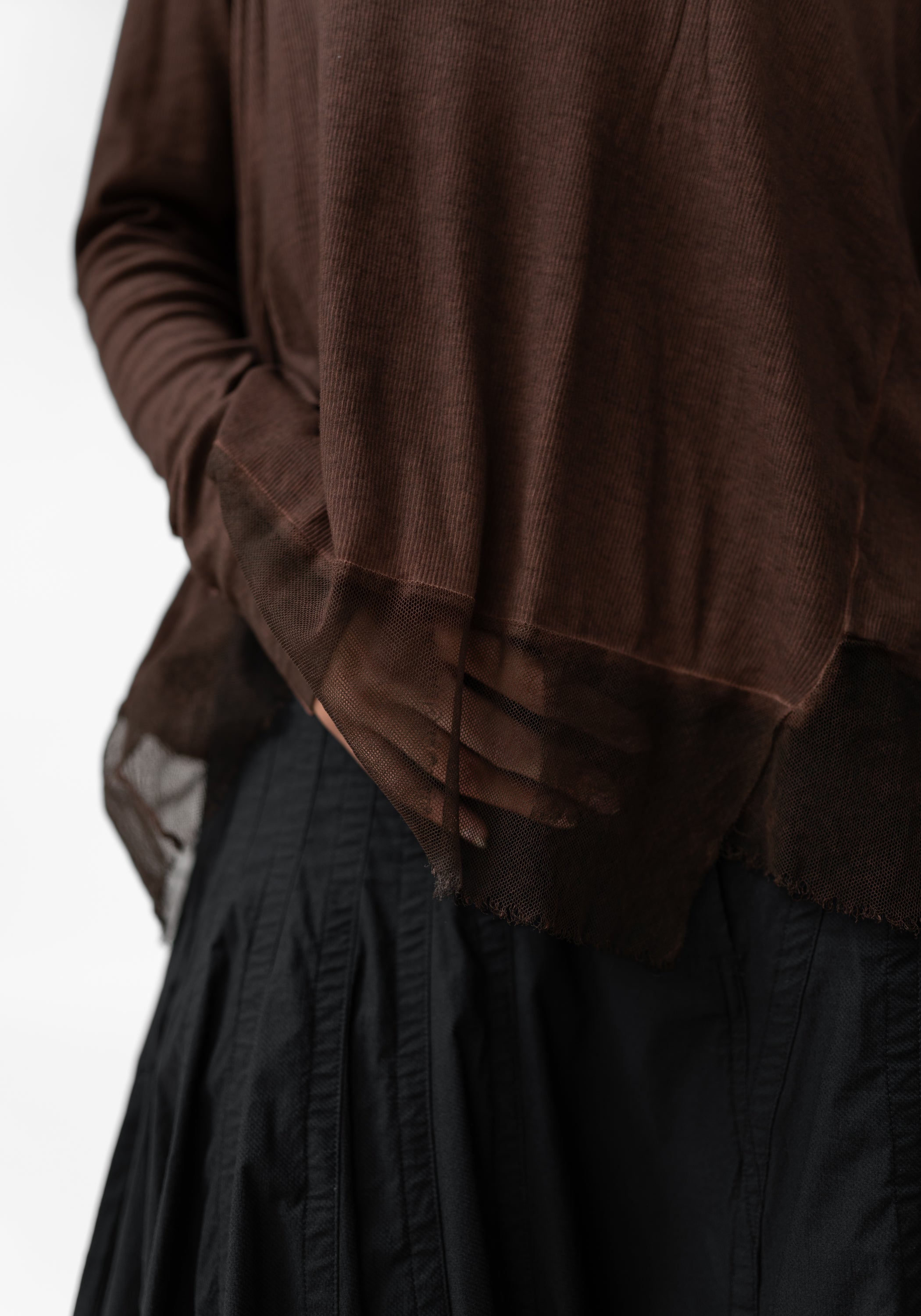 Mesh Edged High Neck T-Shirt