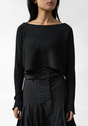 Cropped Linen Blend Knit Pullover
