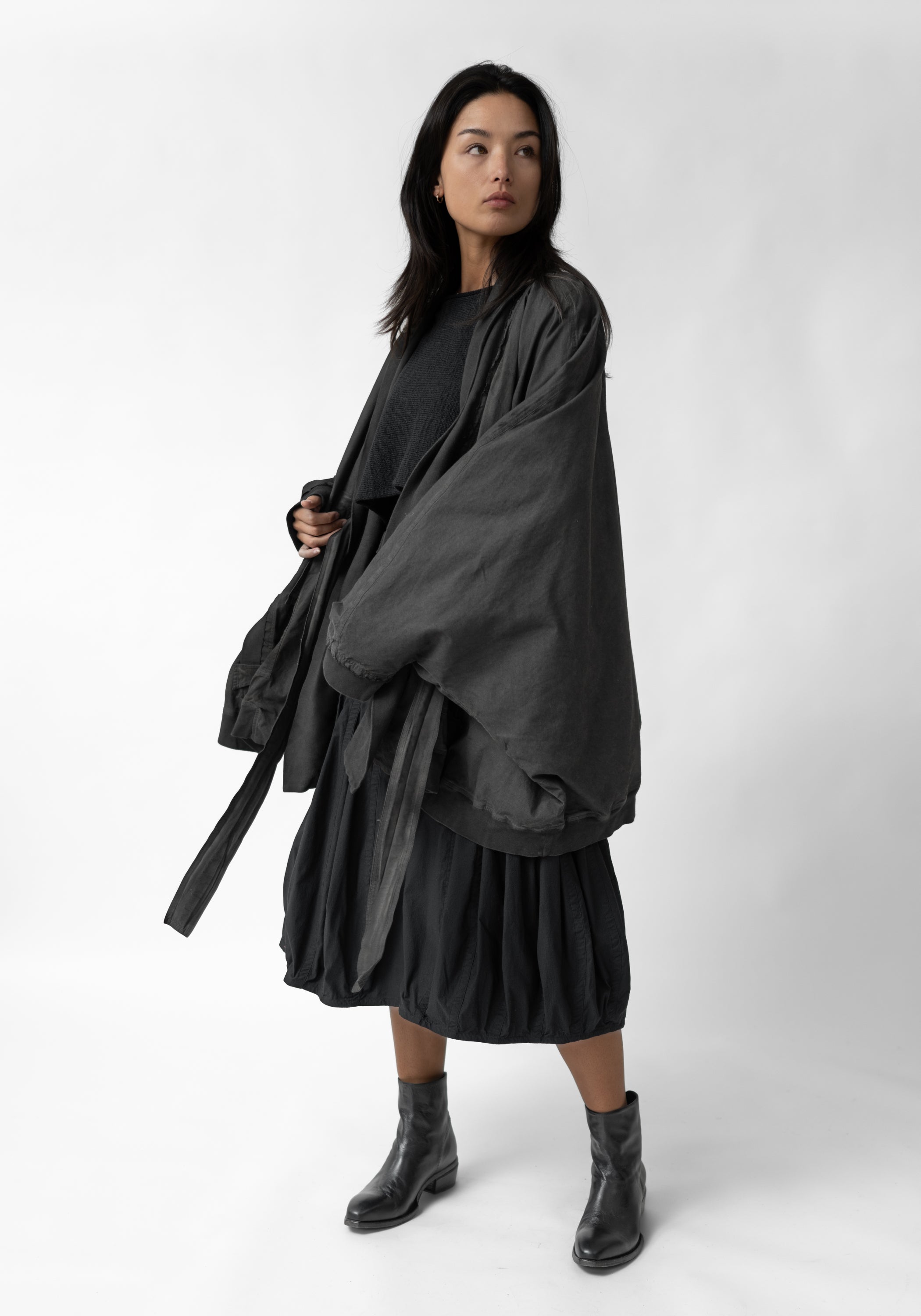 Oversized Drop Shoulder Tie Front Jacket