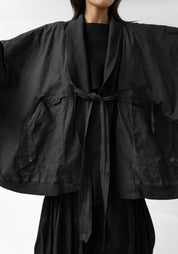 Oversized Drop Shoulder Tie Front Jacket