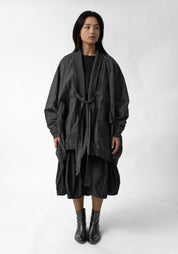 Oversized Drop Shoulder Tie Front Jacket