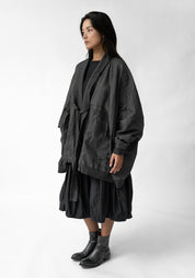 Oversized Drop Shoulder Tie Front Jacket