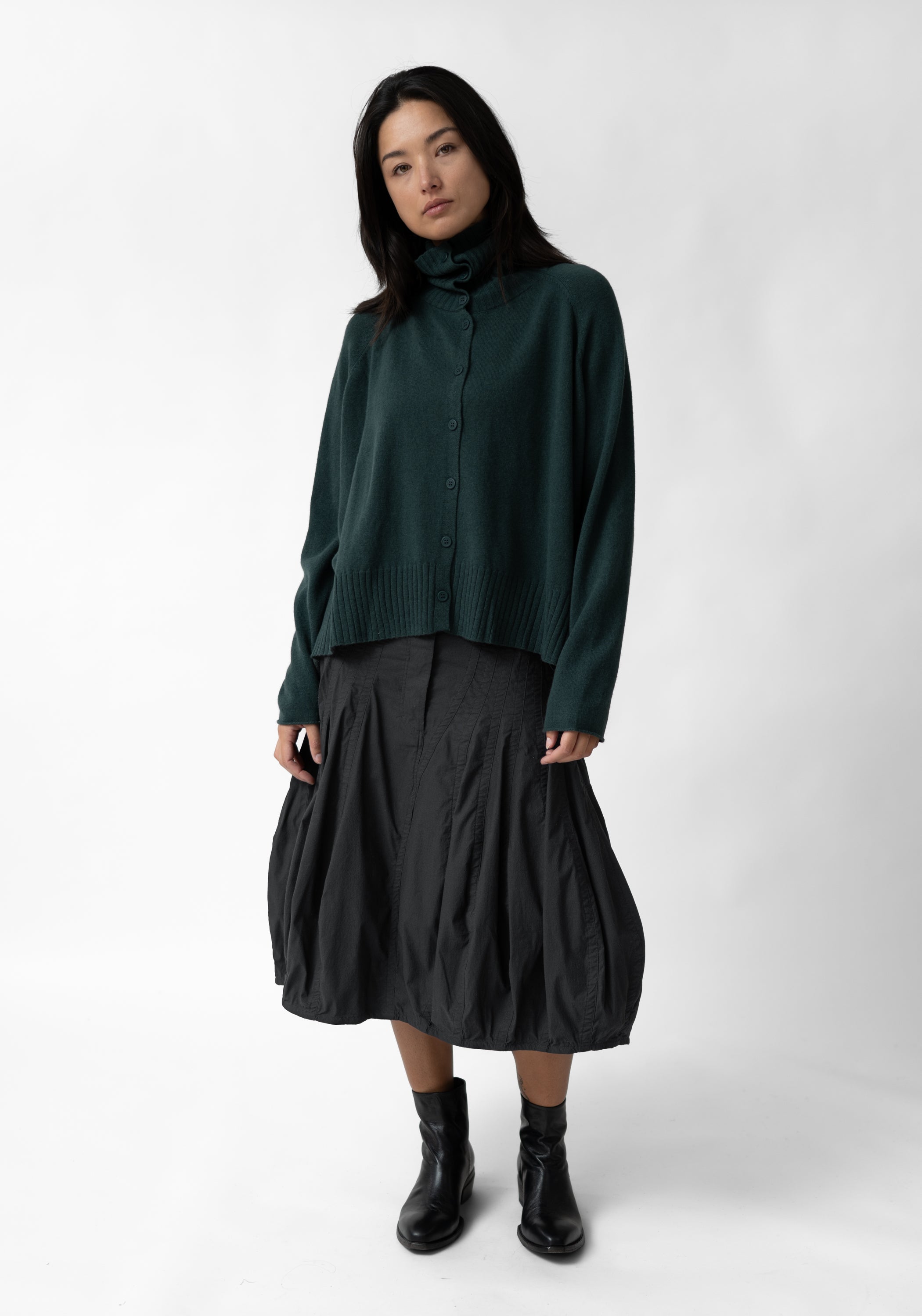 High Neck Wool Blend Cardigan