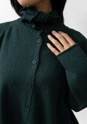 High Neck Wool Blend Cardigan