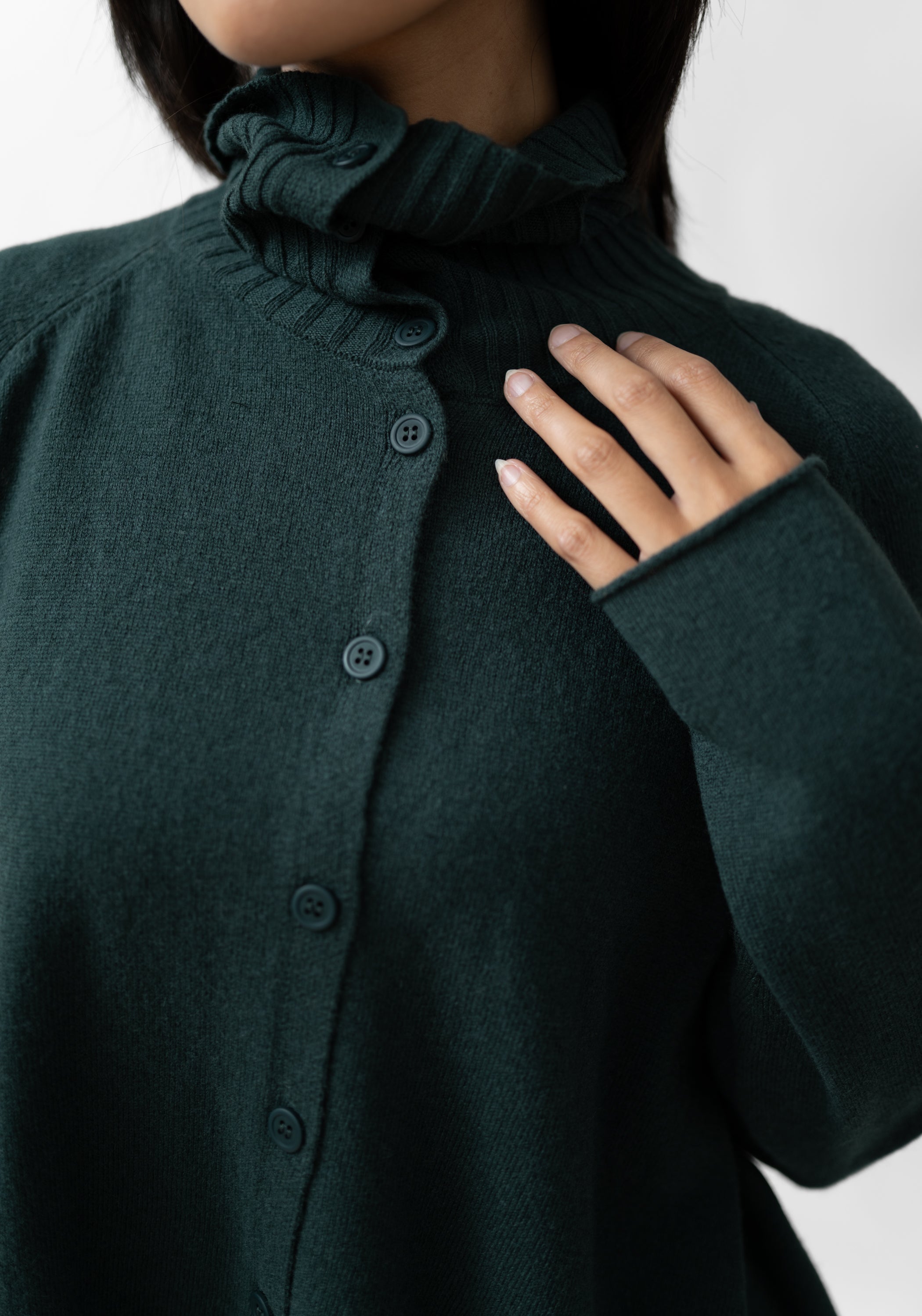 High Neck Wool Blend Cardigan