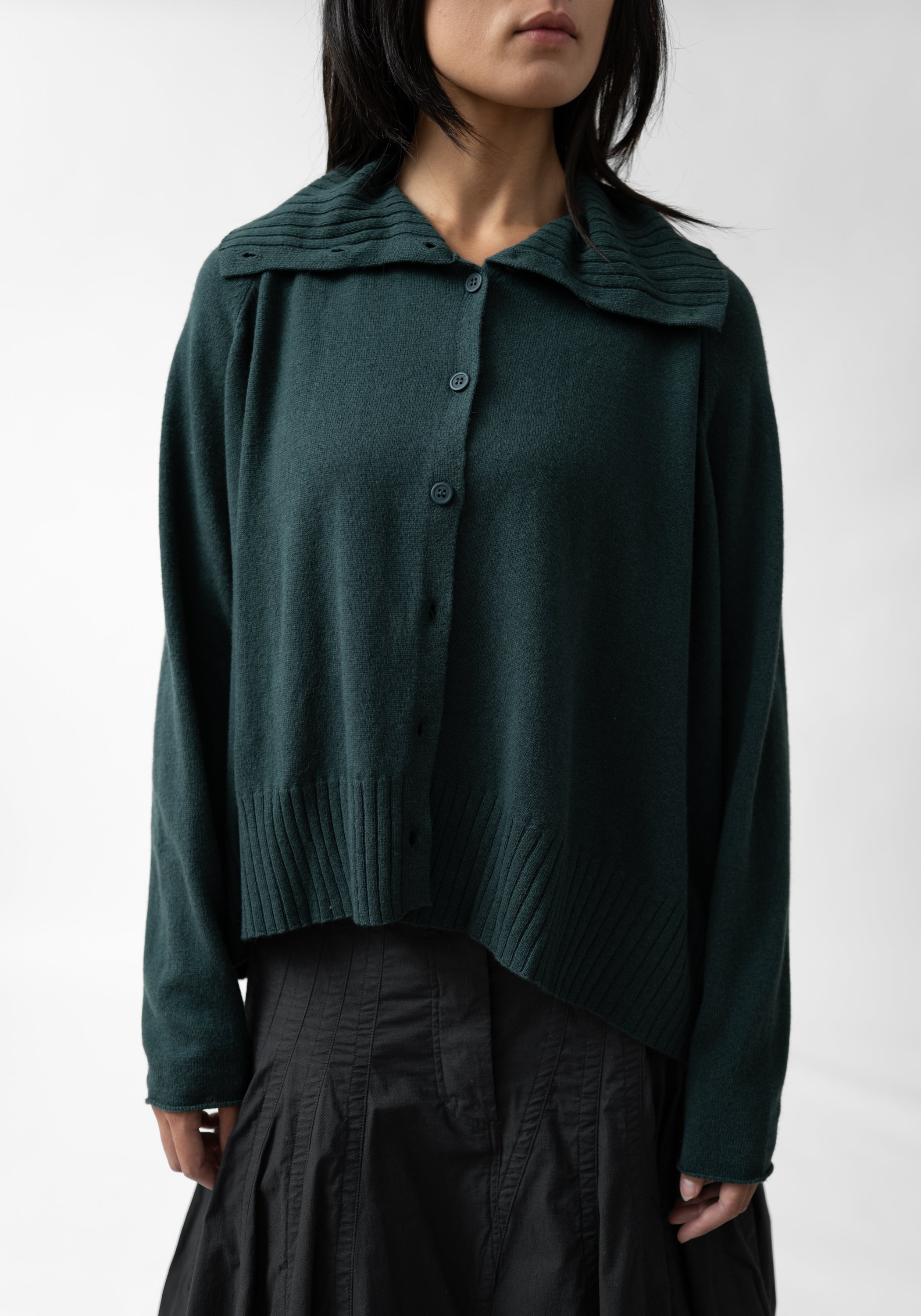 High Neck Wool Blend Cardigan