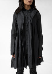 Draped Panel Front Hooded Tunic Blouse