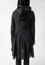 Draped Panel Front Hooded Tunic Blouse