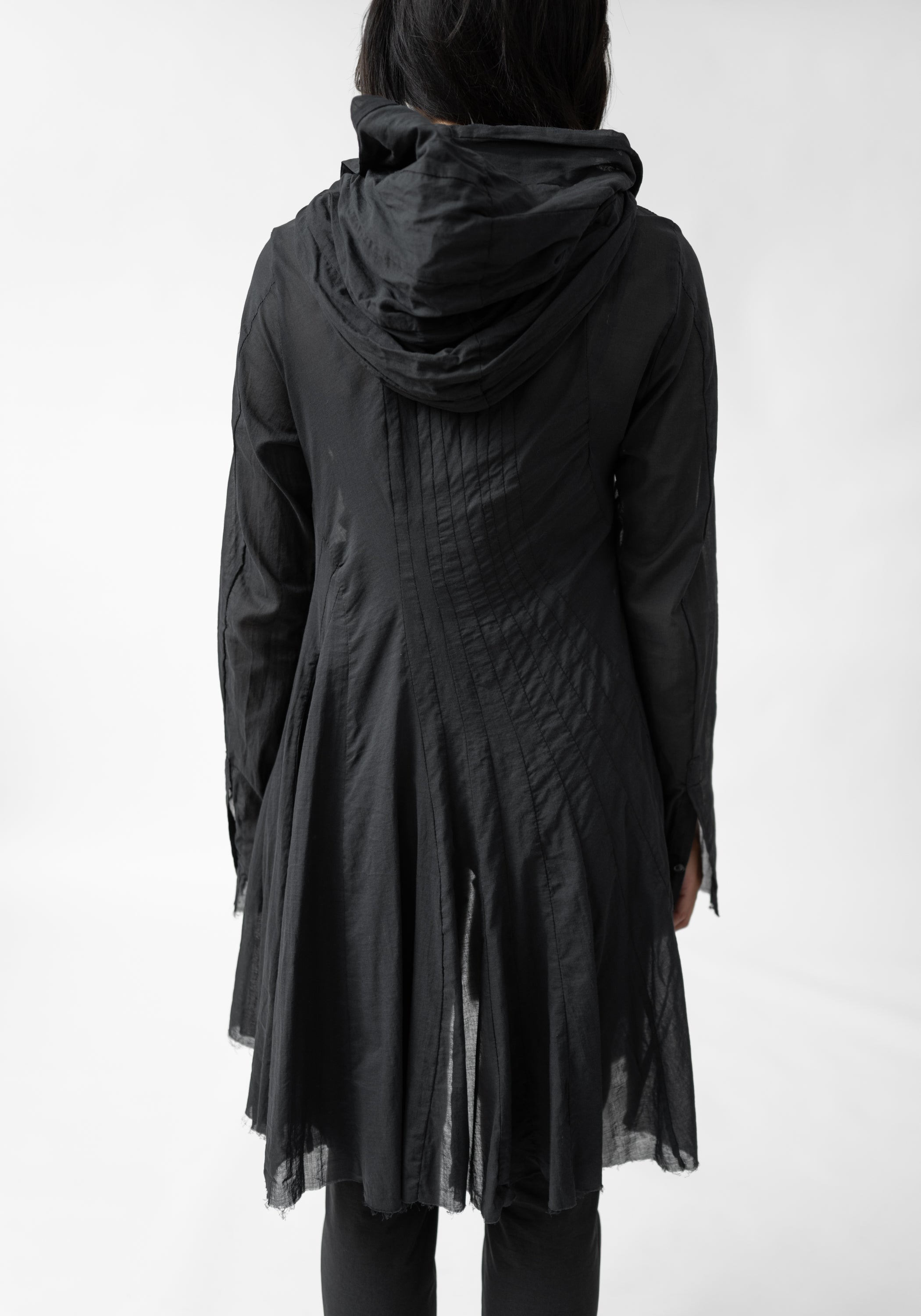 Draped Panel Front Hooded Tunic Blouse