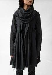 Draped Panel Front Hooded Tunic Blouse