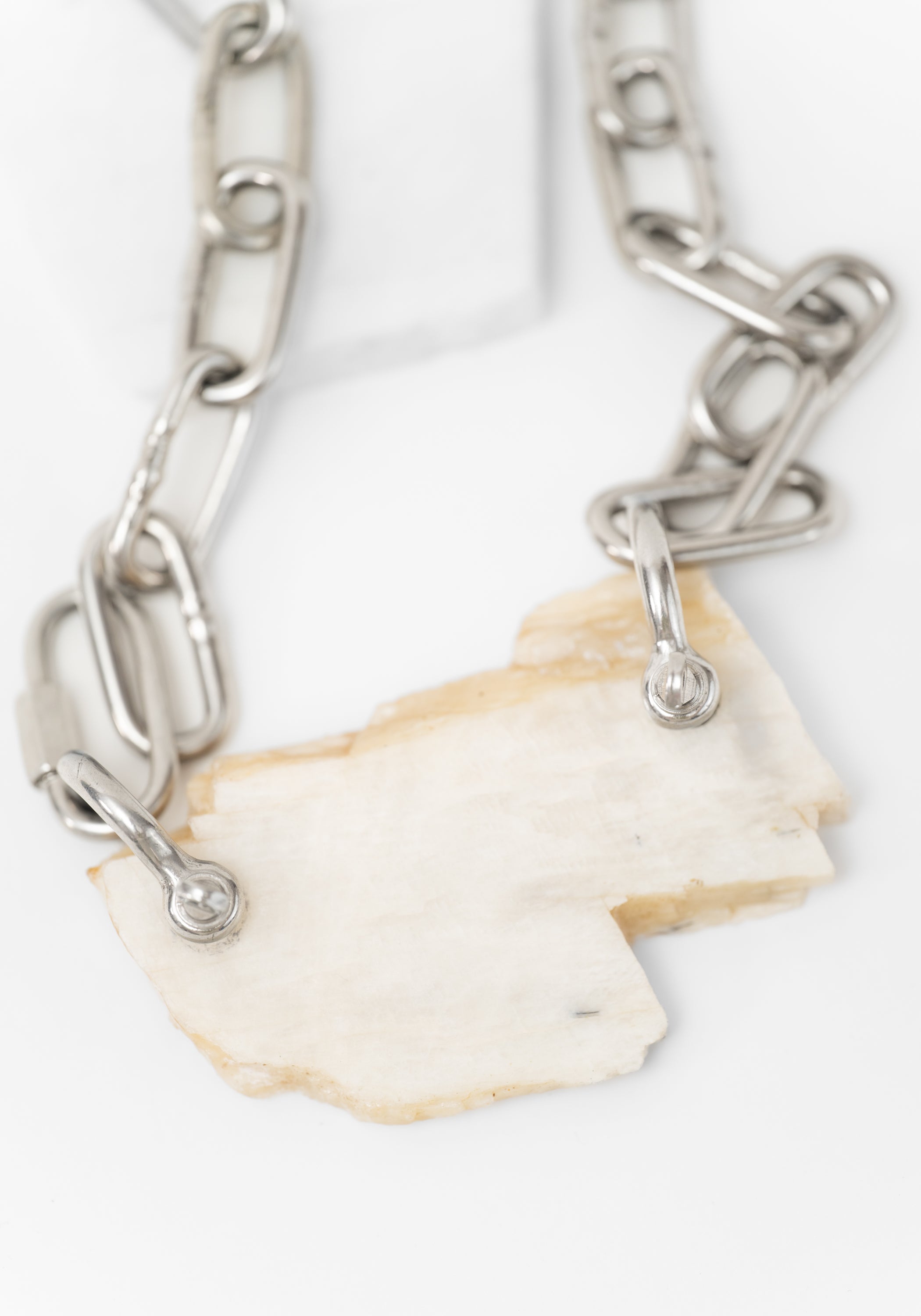 Moonstone Slab Stainless Chain Necklace