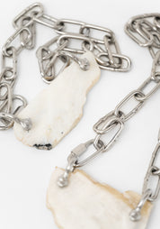 Moonstone Slab Stainless Chain Necklace