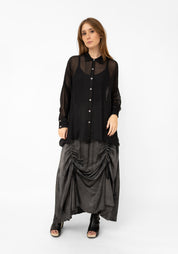 Oversized Sheer Silk Blend Blouse