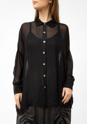 Oversized Sheer Silk Blend Blouse