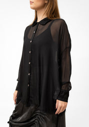 Oversized Sheer Silk Blend Blouse