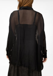 Oversized Sheer Silk Blend Blouse