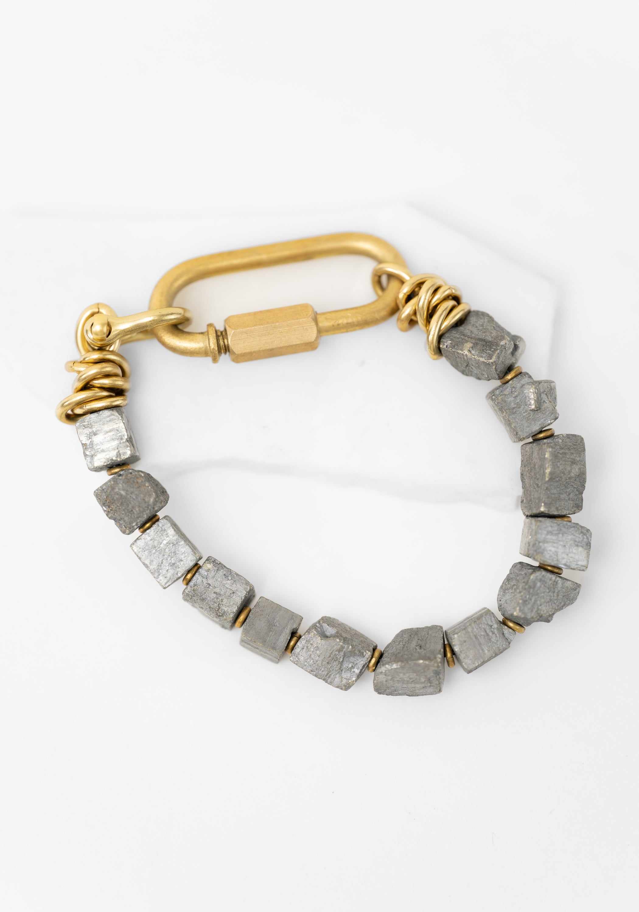 Pyrite Brass Chain Bracelet
