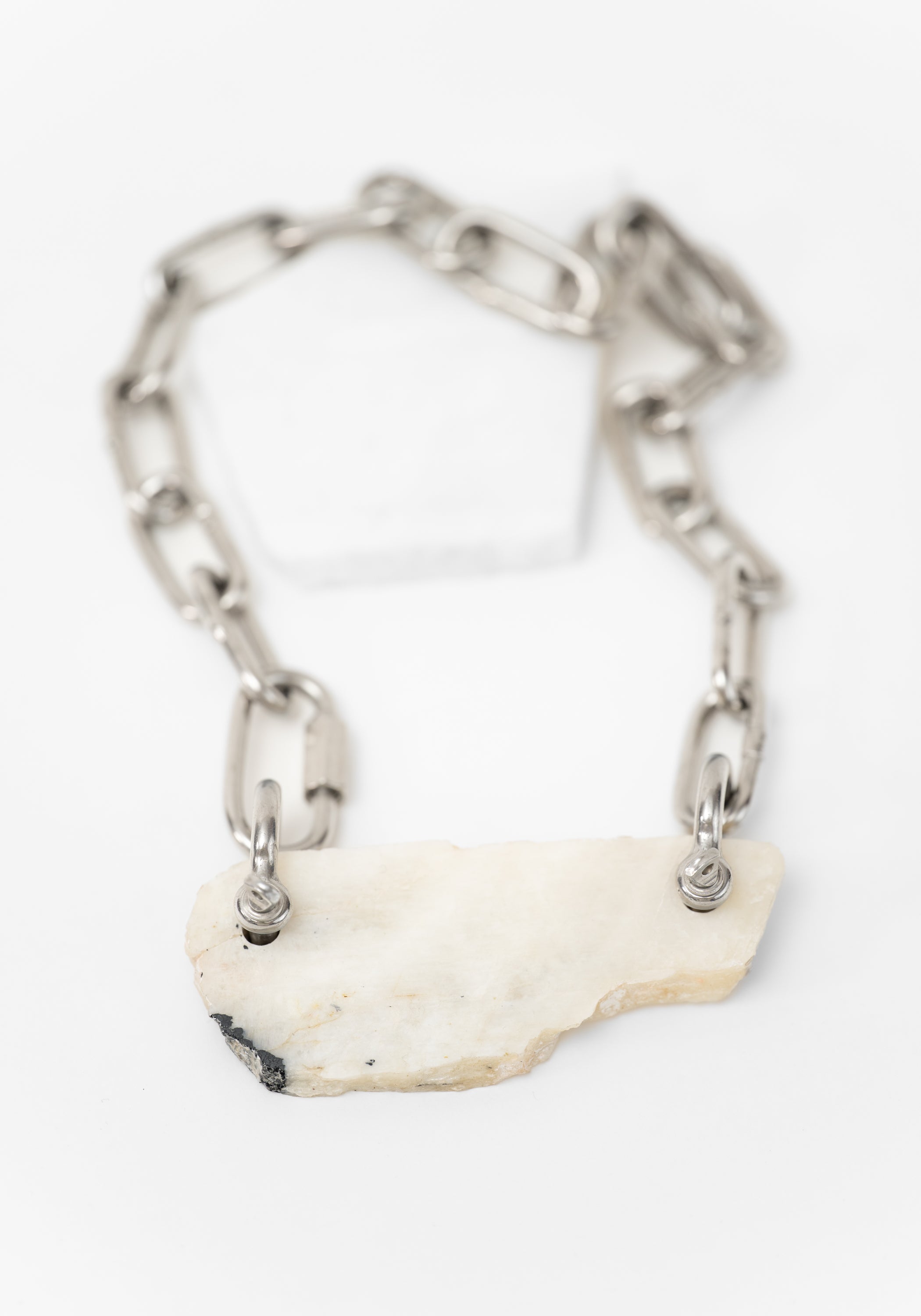 Moonstone Slab Stainless Chain Necklace