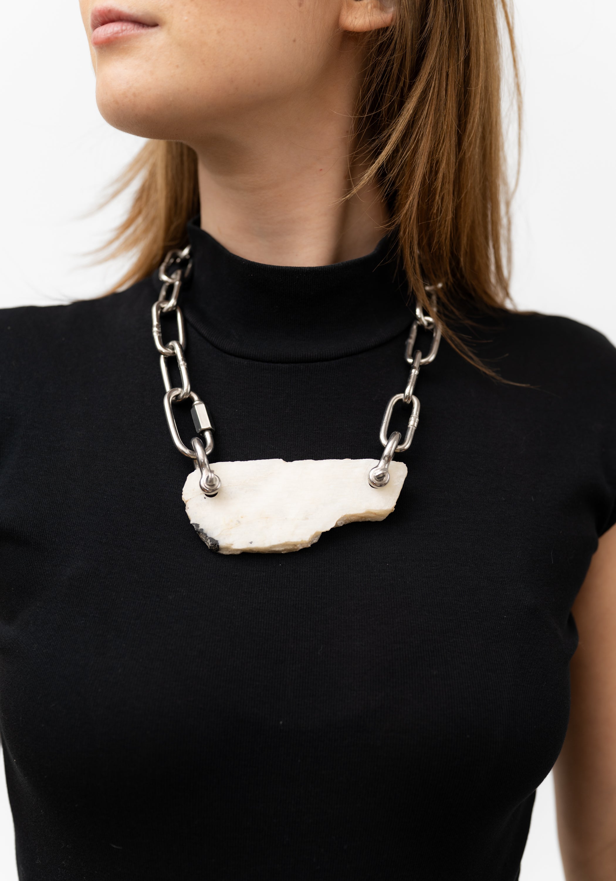 Moonstone Slab Stainless Chain Necklace