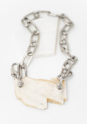Moonstone Slab Stainless Chain Necklace