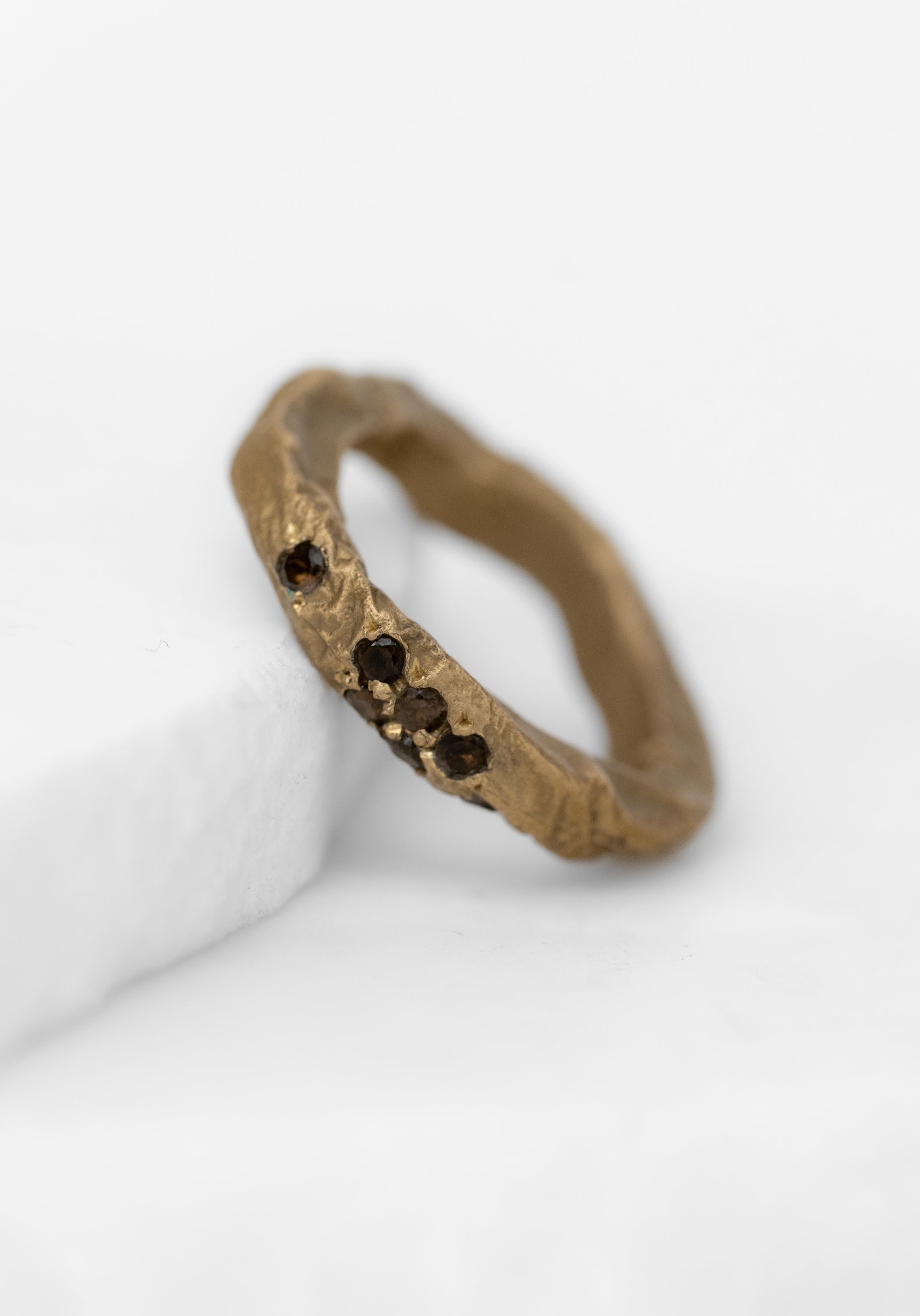 Brass Smokey Quartz Textured Ring - December Thieves