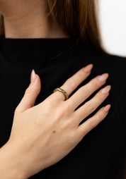 Brass Smokey Quartz Textured Ring - December Thieves
