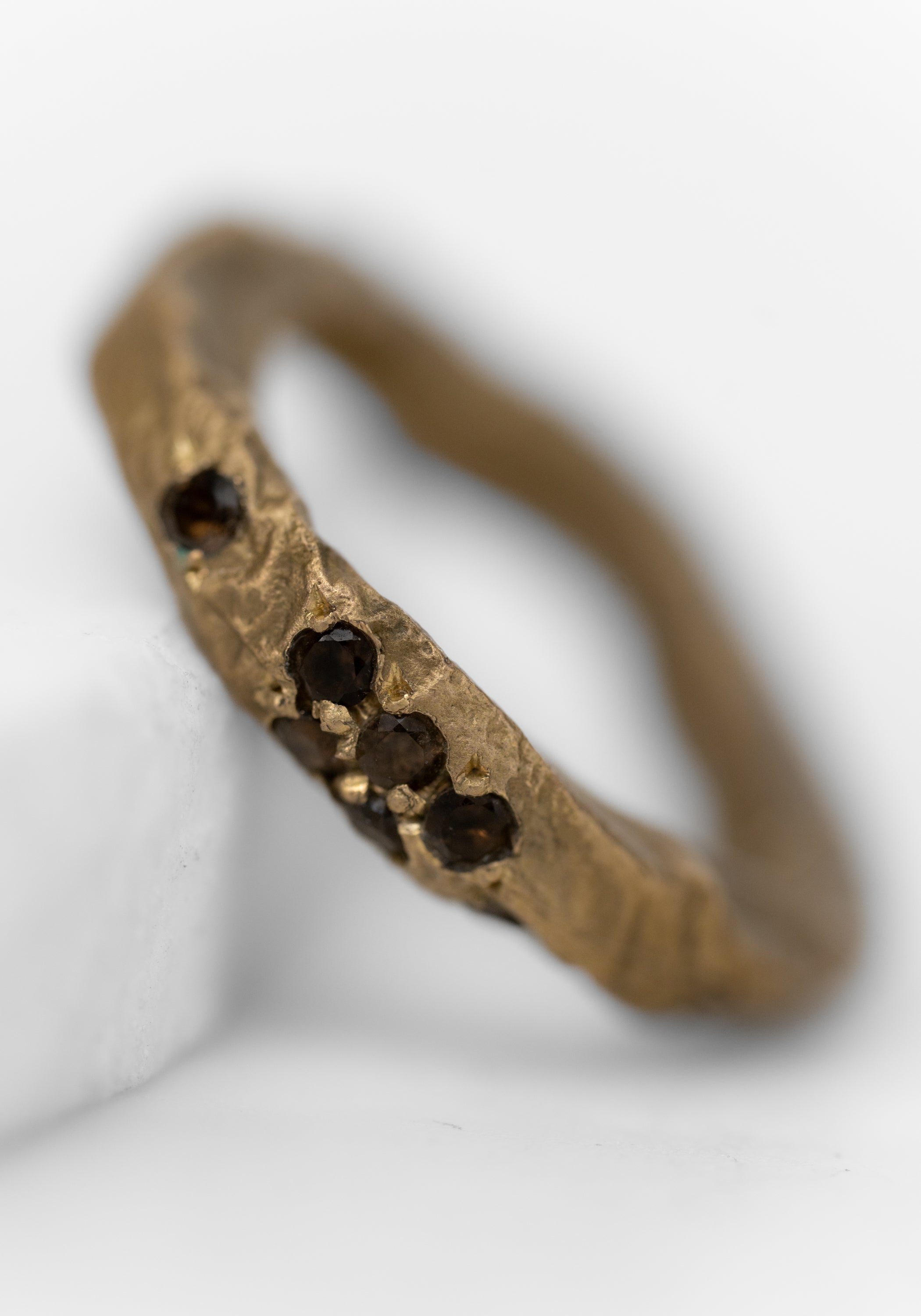 Brass Smokey Quartz Textured Ring - December Thieves