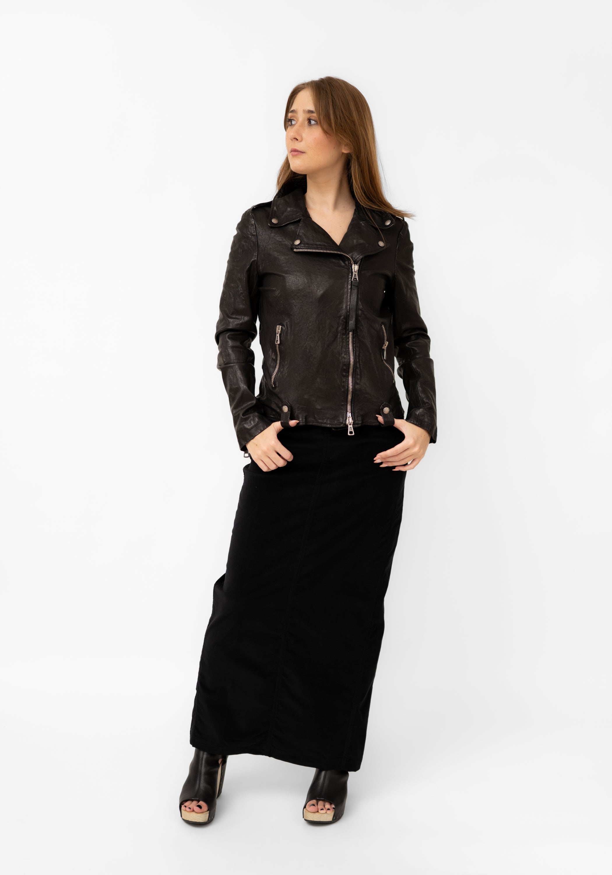 Textured Leather Biker Jacket