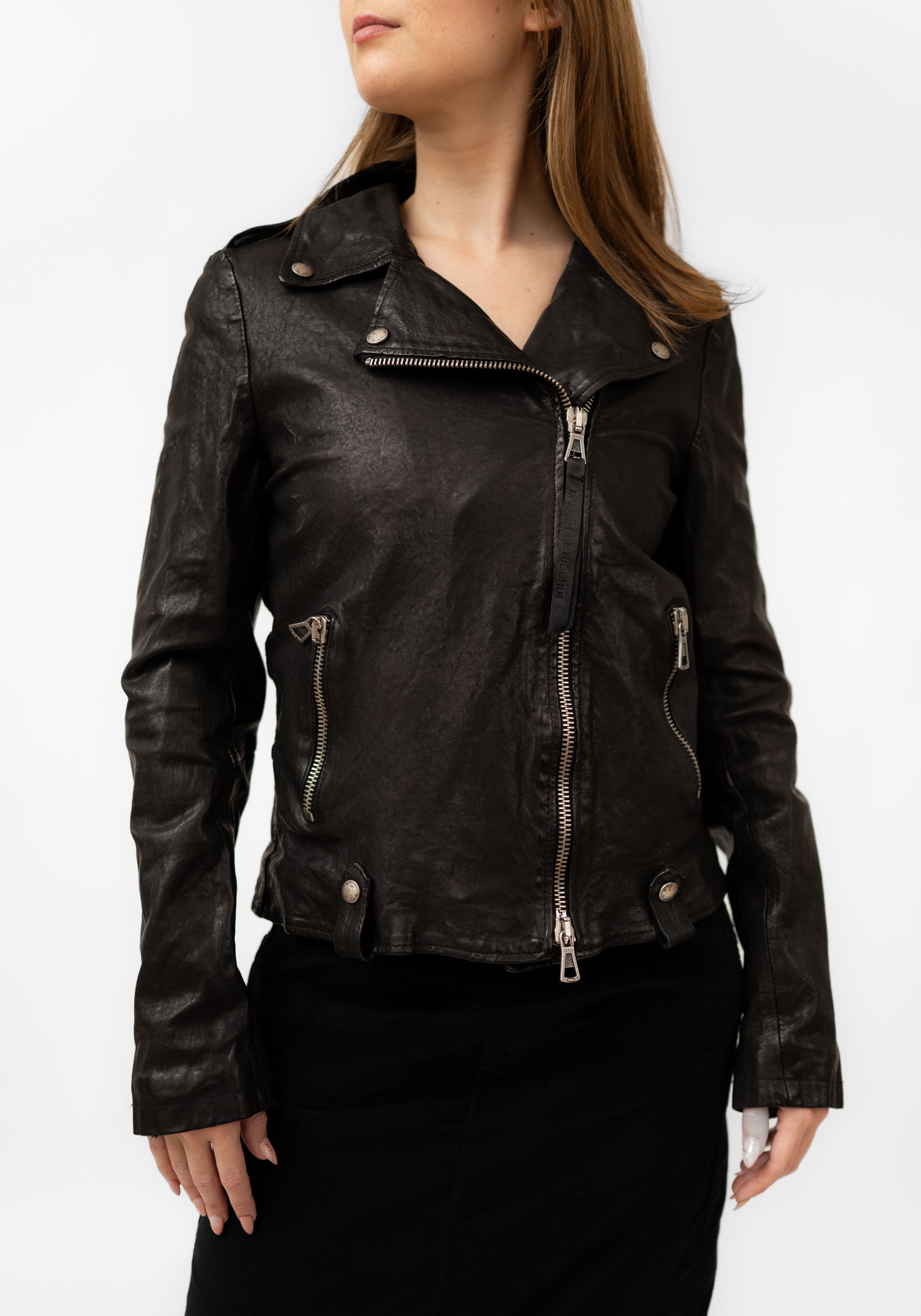 Textured Leather Biker Jacket