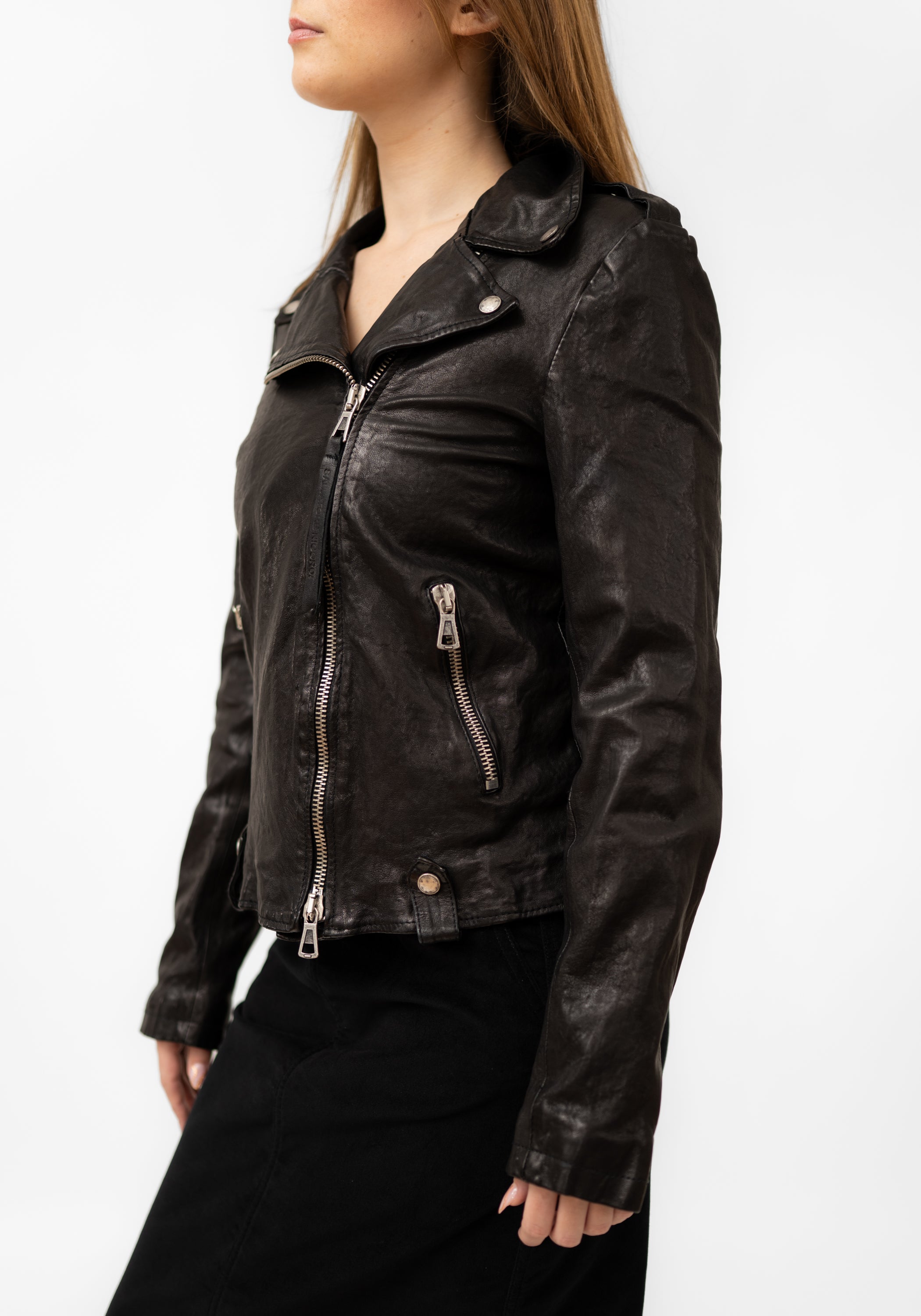 Textured Leather Biker Jacket