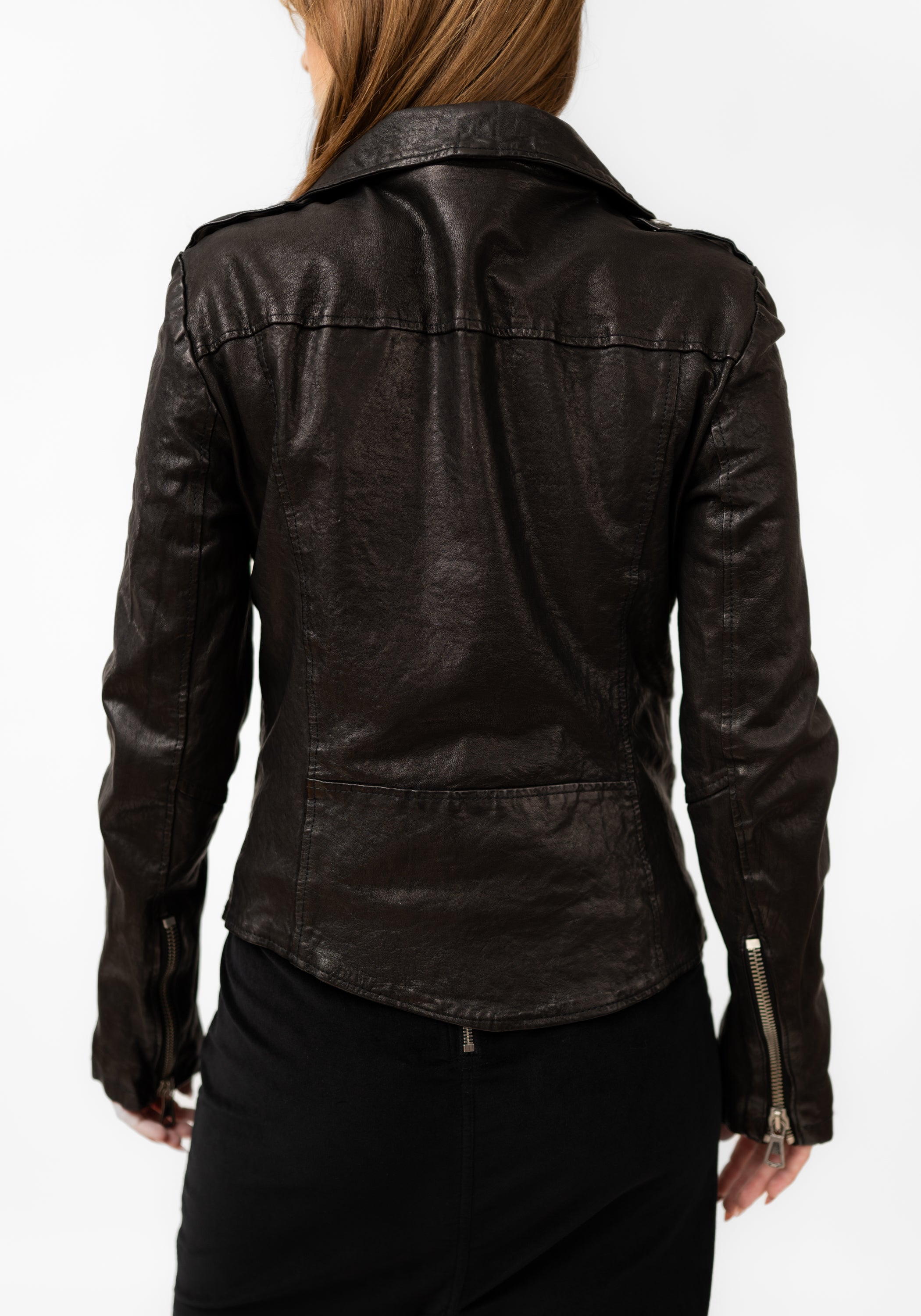 Textured Leather Biker Jacket