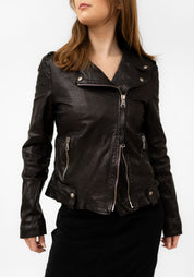 Textured Leather Biker Jacket
