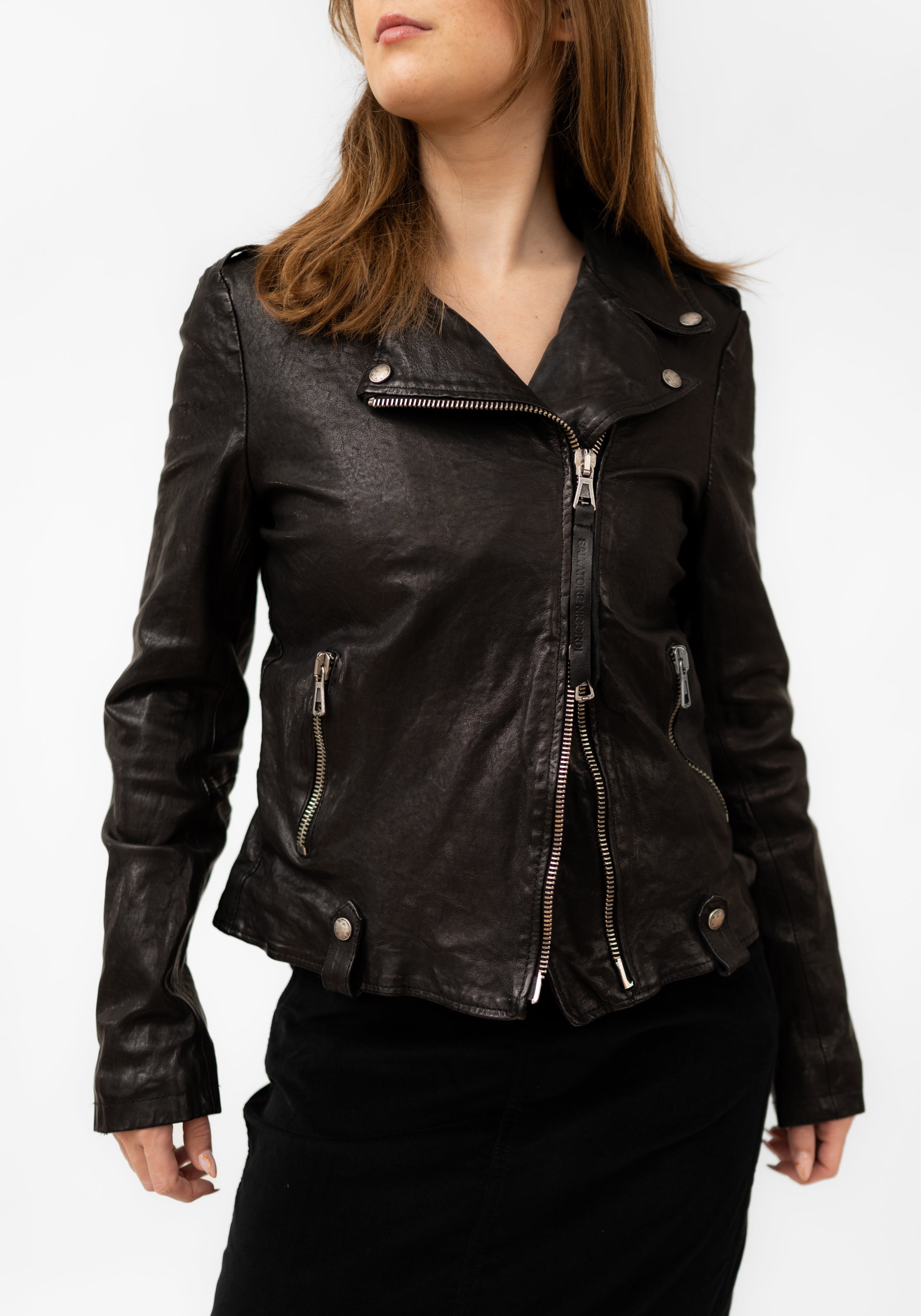 Textured Leather Biker Jacket