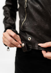 Textured Leather Biker Jacket