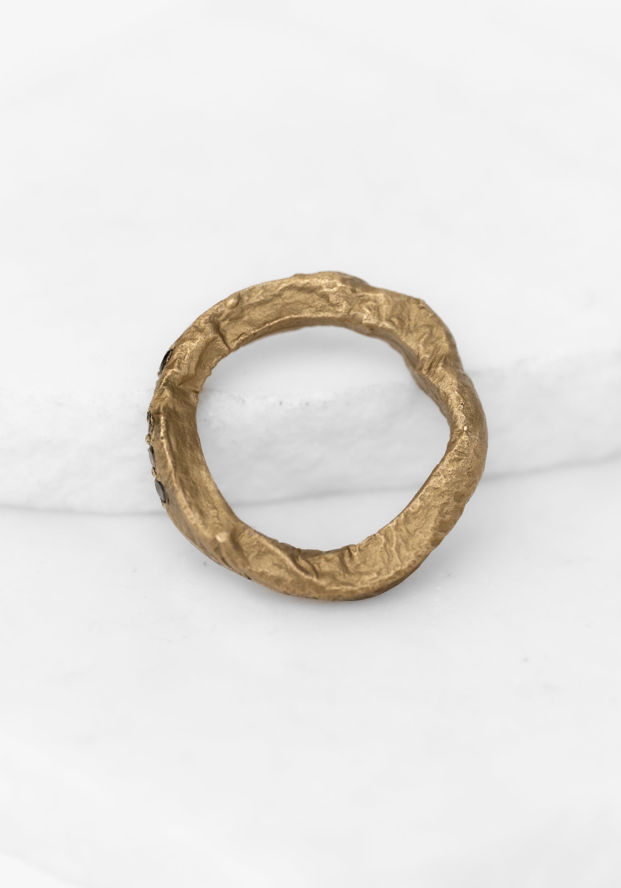 Brass Smokey Quartz Textured Ring - December Thieves