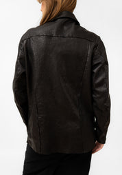 Long Washed Leather Zip Front Jacket - December Thieves