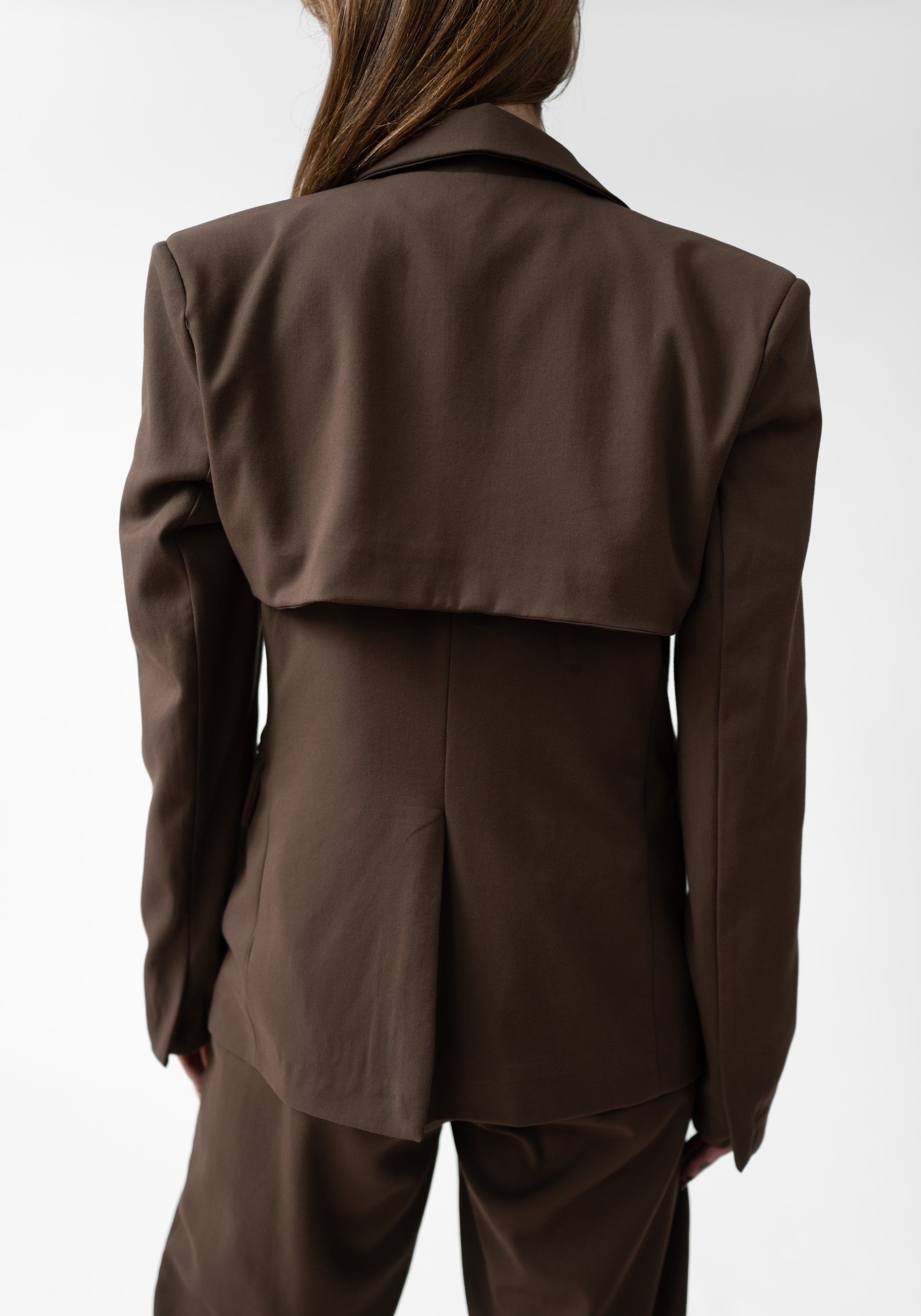 Bold Paneled Shoulder Tailored Blazer