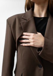 Bold Paneled Shoulder Tailored Blazer