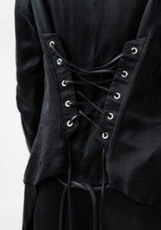 Lacing Detail Long Sleeve Cupro Top