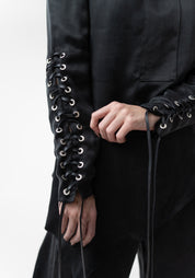Lacing Detail Long Sleeve Cupro Top