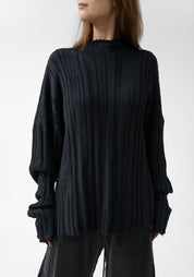 Oversized Ribbed Knit Wool Pullover