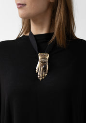Hand and Eye White Quartz Locket Necklace
