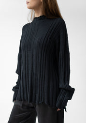 Oversized Ribbed Knit Wool Pullover