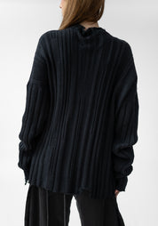 Oversized Ribbed Knit Wool Pullover